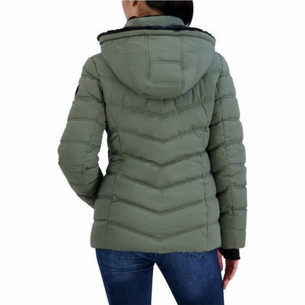 Nautica Women's Olive Puffer Coat - Picture 2 of 5